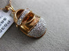 ESTATE LARGE .43CT DIAMOND 14KT ROSE GOLD 3D BABY SHOE PAVE FUN FLOATING PENDANT