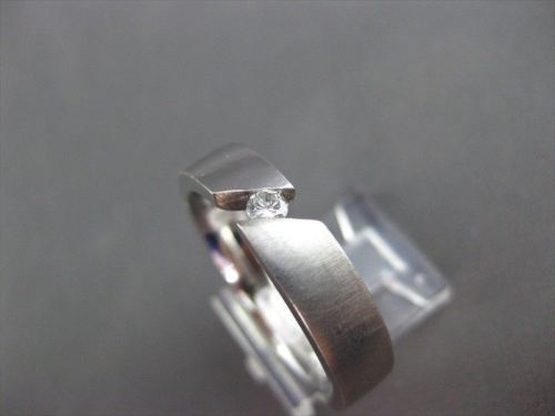 ESTATE WIDE .10CT DIAMOND 14KT WHITE GOLD 3D TENSION SOLITAIRE MEN RING  #14345