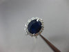 ESTATE WIDE 7.92CT DIAMOND & SAPPHIRE 14KT WHITE GOLD OVAL HALO ENGAGEMENT RING