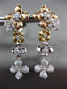 ESTATE LARGE 1.52CT DIAMOND 14KT TRI COLOR GOLD 3D MULTI FLOWER HANGING EARRINGS