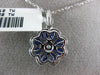 ESTATE LARGE 2.30CT DIAMOND & AAA SAPPHIRE 18K WHITE GOLD FLOWER CLASSIC PENDANT