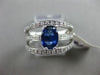 ESTATE WIDE 1.77CT DIAMOND & AAA SAPPHIRE 14K WHITE GOLD 3D OVAL ENGAGEMENT RING