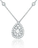 ESTATE .90CT DIAMOND 14KT WHITE GOLD 3D SOLITAIRE TEAR DROP DOUBLE HALO NECKLACE