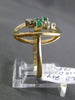 ESTATE .22CT DIAMOND & AAA EMERALD 14KT WHITE & YELLOW GOLD 3D OVAL FUN RING