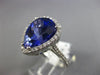 ESTATE LARGE 7.10CT DIAMOND & AAA TANZANITE 14KT WHITE GOLD HALO ENGAGEMENT RING