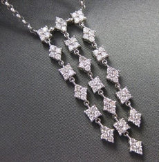 ANTIQUE 1.20CTW DIAMOND 14KT WHITE GOLD THREE ROW DIAMOND DROP NECKLACE #1622
