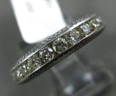 ESTATE 1.50CT DIAMOND 14KT WHITE GOLD CHANNEL FILIGREE ETERNITY ANNIVERSARY RING