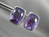 ESTATE LARGE 3.37CT DIAMOND & AMETHYST 14KT WHITE GOLD RECTANGULAR STUD EARRINGS