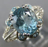 ESTATE WIDE 2.16CT DIAMOND & AAA AQUAMARINE 14KT WHITE GOLD OVAL ENGAGEMENT RING