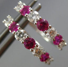 ESTATE .96CT DIAMOND & AAA PINK SAPPHIRE 14KT WHITE GOLD CLASSIC HUGGIE EARRINGS