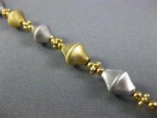 ANTIQUE 18KT WHITE & YELLOW GOLD HANDCRAFTED FLOWER MATTE BAMBOO BRACELET #22726