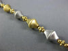 ANTIQUE 18KT WHITE & YELLOW GOLD HANDCRAFTED FLOWER MATTE BAMBOO BRACELET #22726