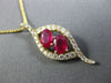 LARGE 1.41CT DIAMOND & AAA RUBY 14KT YELLOW GOLD LEAF INFINITY FLOATING PENDANT