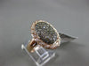 LARGE 1.15CT WHITE & CHOCOLATE FANCY DIAMOND 14K ROSE GOLD OVAL FLOWER LOVE RING