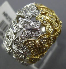 ESTATE LARGE .72CT DIAMOND 14KT WHITE & YELLOW GOLD FILIGREE BUTTERFLY FUN RING