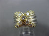 ESTATE WIDE .85CT DIAMOND 18K WHITE & YELLOW GOLD 3D MULTI ROW X LOVE RING #3016