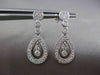 ESTATE .46CTW DIAMOND 14KT WHITE GOLD FLOATING TEAR DROP PEAR HANGING EARRINGS