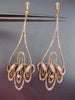 ESTATE LARGE .80CT DIAMOND 14KT ROSE GOLD FLOWER OPEN FILIGREE HANGING EARRINGS