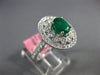 ESTATE 1.95CT DIAMOND & AAA EMERALD 18KT WHITE GOLD FLOWER OVAL ENGAGEMENT RING
