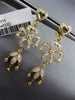 ESTATE LARGE .50CT DIAMOND 14KT YELLOW GOLD FOUR LEAF CLOVER CHANDELIER EARRINGS