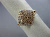 ESTATE .95CT WHITE & FANCY CHOCOLATE DIAMOND 14KT ROSE GOLD 3D SQUARE HALO RING