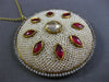 ANTIQUE LARGE 6.0CT DIAMOND AAA RUBY & PEARL ENAMEL 18KT YELLOW GOLD 3D PENDANT