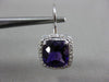 ESTATE LARGE 4.36CT DIAMOND & AMETHYST 14KT WHITE GOLD SQUARE HANGING EARRINGS