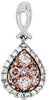 ESTATE .57CT WHITE & PINK DIAMOND 14K WHITE GOLD TEAR DROP HALO FLOATING PENDANT