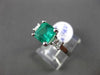 ESTATE 2.01CT DIAMOND & EMERALD 14KT WHITE GOLD 3 STONE SQUARE ENGAGEMENT RING