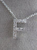 ESTATE .20CT DIAMOND 14KT WHITE GOLD 3D " F " INITIAL FLOATING PENDANT #19410