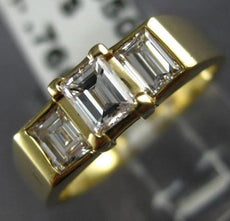ANTIQUE .76CT ASSCHER DIAMOND 14KT YELLOW GOLD PAST PRESENT FUTURE RING #22009