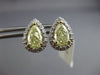 ESTATE .30CT WHITE & FANCY YELLOW DIAMOND 14K WHITE GOLD TEAR DROP STUD EARRINGS