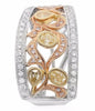 WIDE 1.42CT MULTI COLOR DIAMOND 18KT TRI COLOR GOLD 3D UMBRELLA CLIP ON EARRINGS