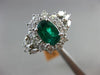 ESTATE LARGE 2.26CT DIAMOND & AAA EMERALD 18K WHITE GOLD 3D HALO ENGAGEMENT RING