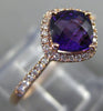 ESTATE 1.02CT DIAMOND & AAA AMETHYST 14KT ROSE GOLD 3D CUSHION FUN LOVE RING