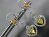ESTATE 1.57CT WHITE & FANCY YELLOW DIAMOND 18KT TWO TONE GOLD 3D HEART EARRINGS