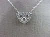 ESTATE .45CT DIAMOND 18KT WHITE GOLD CLASSIC 3D PAVE HEART LOVE FLOATING PENDANT