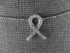 ESTATE .18CT DIAMOND 14KT WHITE GOLD 3D CANCER AWARENESS SIGN NECKLACE