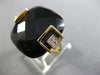 ESTATE LARGE 18.14CT DIAMOND & AAA EXTRA FACET ONYX 14KT YELLOW GOLD SQUARE RING