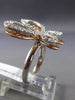 ESTATE LARGE .90CT DIAMOND 14KT WHITE & ROSE GOLD 3D BUTTERFLY FILIGREE RING F/G