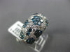 ESTATE WIDE 4.68CT WHITE & BLUE DIAMOND 14KT WHITE GOLD 3D MULTI ROW FLOWER RING