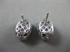 ESTATE LARGE 2.0CT DIAMOND 14KT WHITE GOLD FILIGREE SOLITAIRE OVAL STUD EARRINGS