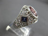 ESTATE LARGE 1.82CT AAA TOPAZ & TANZANITE 14KT WHITE GOLD 3D FILIGREE OVAL RING