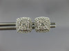 ESTATE .50CT DIAMOND 14K WHITE GOLD 3D CLUSTER SQUARE HALO CLASSIC STUD EARRINGS