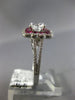 ESTATE 1.67CT DIAMOND & AAA RUBY 14KT WHITE GOLD 3D SQUARE HALO ENGAGEMENT RING