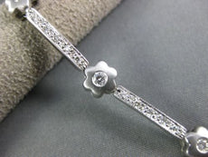 ANTIQUE WIDE 1.16CT DIAMOND 14KT WHITE GOLD MATTE FLOWER TENNIS BRACELET #18276