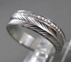 ANTIQUE 14K WHITE GOLD 3D HANDCRAFTED FILIGREE ETERNITY WEDDING BAND RING #18955