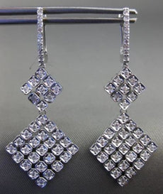 LARGE 1.08CT DIAMOND 14KT WHITE GOLD FLEXIBLE SQUARE LEVERBACK HANGING EARRINGS