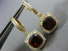 ESTATE LARGE 6.18CT DIAMOND & AAA GARNET 14KT YELLOW GOLD HALO HANGING EARRINGS