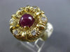 ESTATE LARGE 1.45CT DIAMOND & AAA CABOCHON RUBY 14KT YELLOW GOLD 3D FLOWER RING